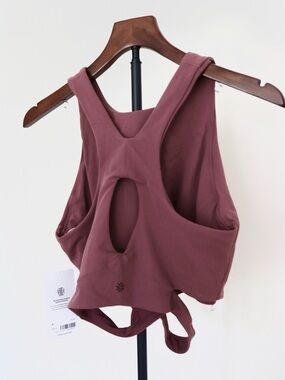 Mauve Cutout Racerback Sports Bra conscious cut out crop top longline bra